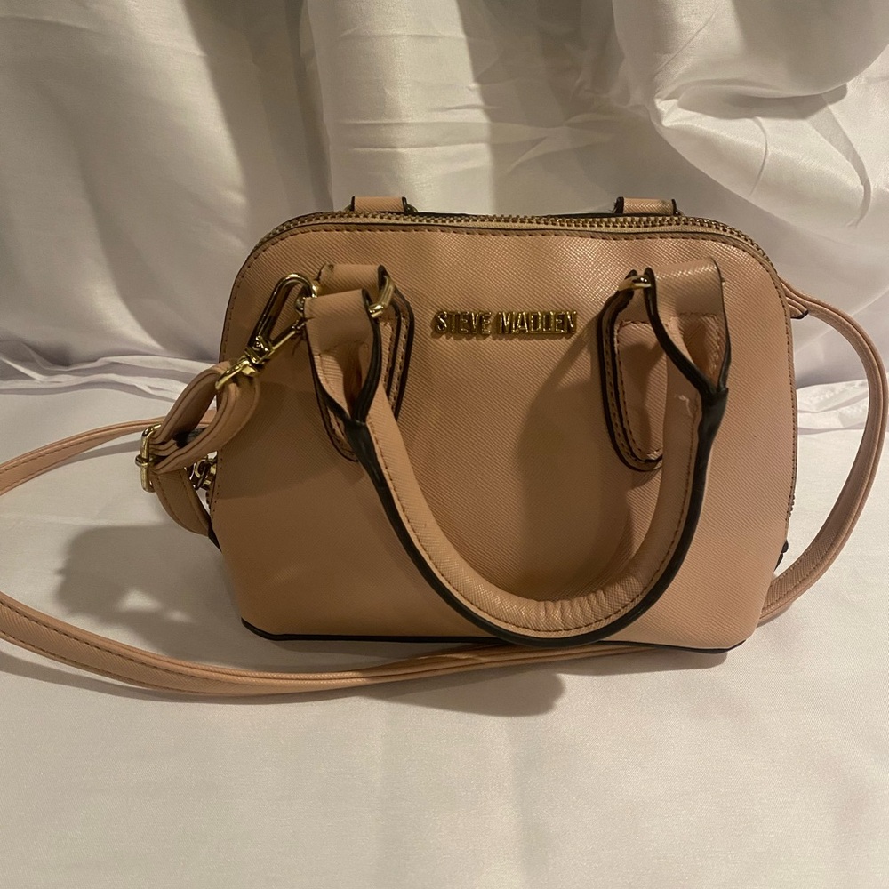 Steve Madden Pink Satchel Handbag Women Detachable Strap Gold Hardware Zip Clo…